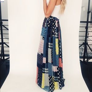Designer patchwork print maxi skirt like NEW